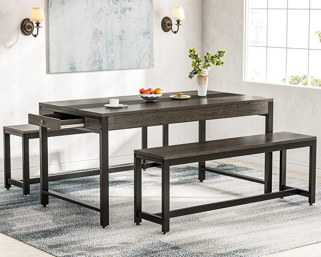 Dining Table with 2 Benches and Drawer T932649