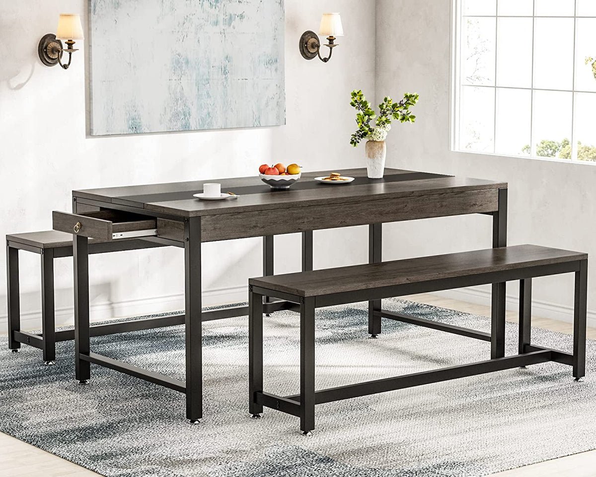 Dining Table with 2 Benches and Drawer T932649