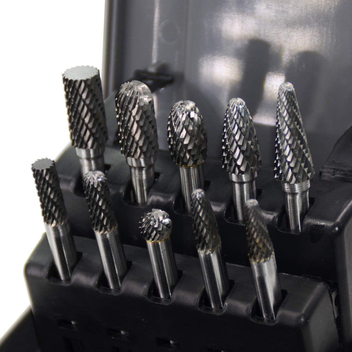 10pcs Tungsten Carbide Rotary File Burrs Set with 1/4'' Shank Double Cut J1268