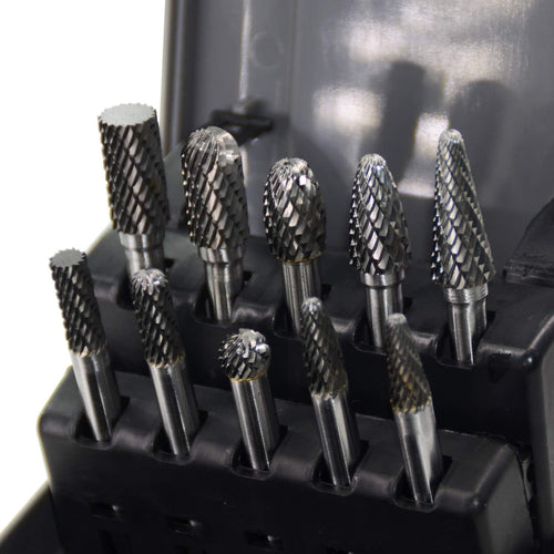 10pcs Tungsten Carbide Rotary File Burrs Set with 1/4'' Shank Double Cut J1268