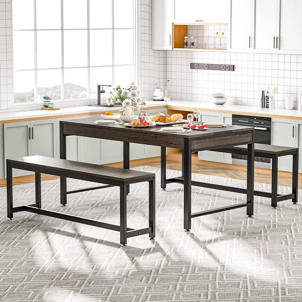 Dining Table with 2 Benches and Drawer T932649