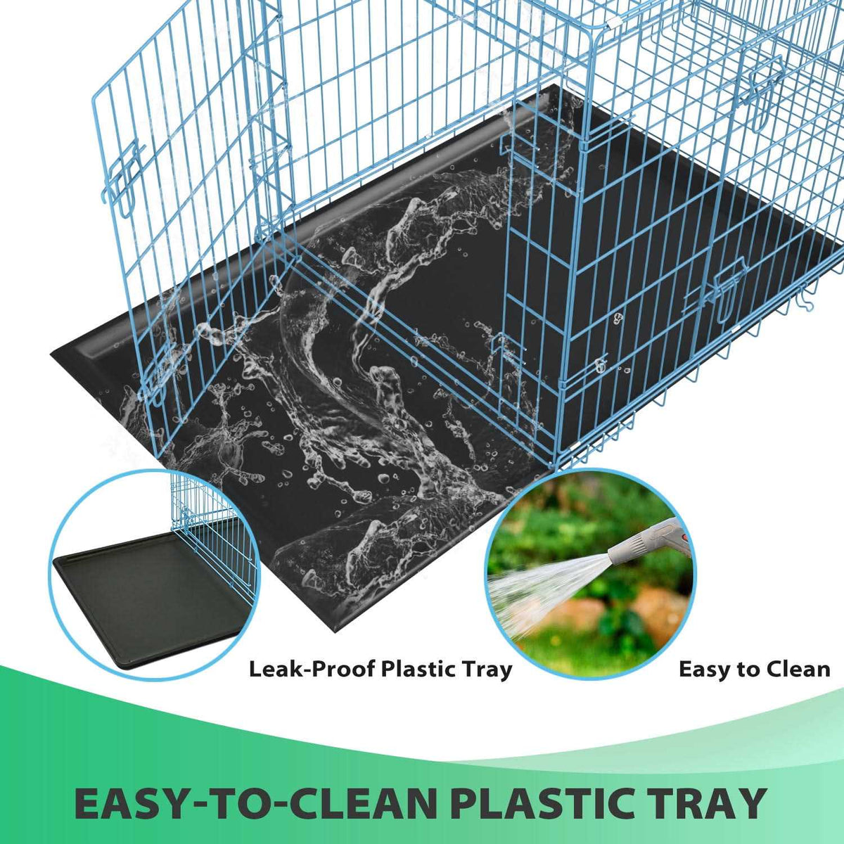 Foldable Large Dog Crate with Handle Double-Door Metal Wire B9160