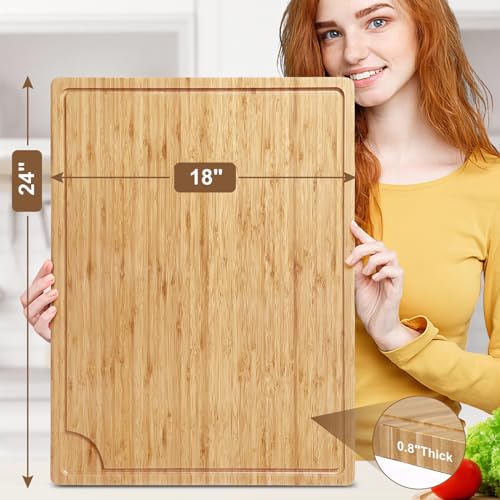 Extra Large Bamboo Wood Cutting Board, 30 x 20 Inch with Juice Groove U834