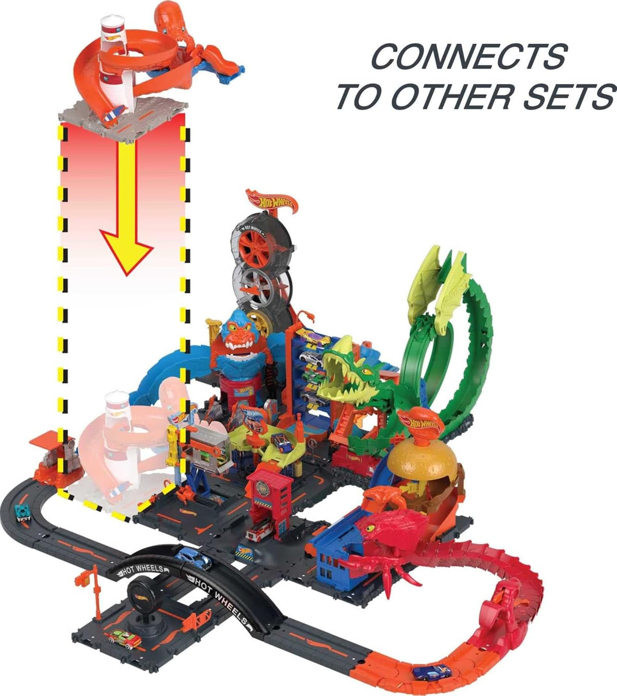 Hot Wheels Toy Car Track Set Playset & 1:64 Scale Vehicle B60403