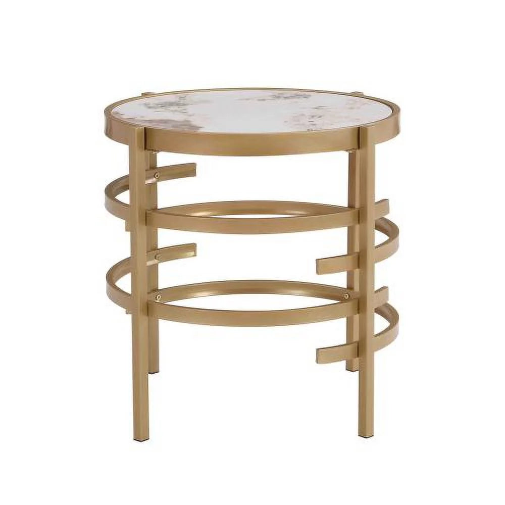 Modern Side Table, Sintered Stone End Table, Golden Small Coffee Table V588176