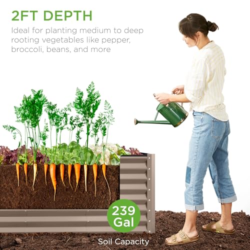 Gray 8x4x2ft Outdoor Metal Raised Garden Bed V58343