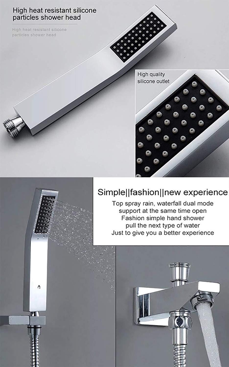 16 Inch Square Ceiling Mounted Thermostatic Rainfall LED Shower With Body Jets T751729