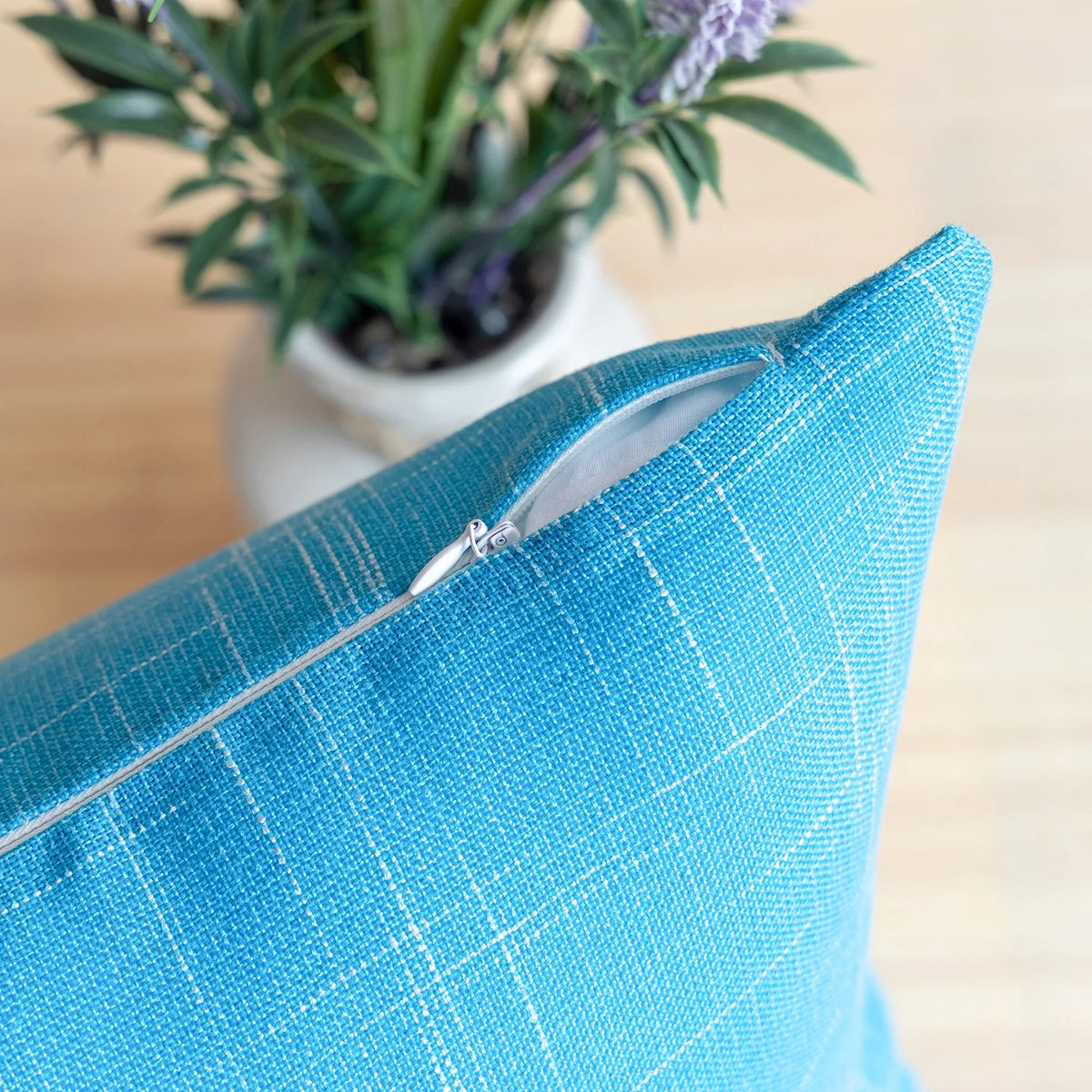 Lake Blue Striped Polyester Blend Throw Pillow, 2 Count R48804