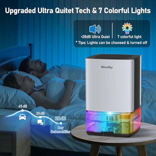 35oz Water Tank Small Dehumidifier with 7 Colorful Lights F54922