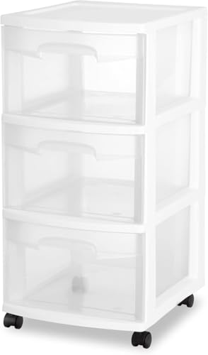 Plastic Storage Drawer Cart with 3 Drawers, White H182