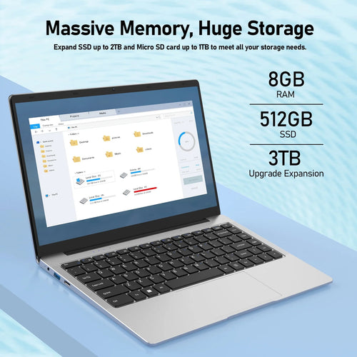14.1 Laptop Intel Celeron J4125 8GB RAM 256GB SSD Silver G319