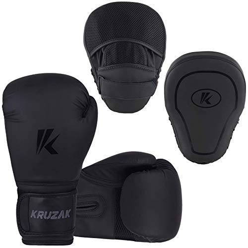 Matte Black Boxing Gloves and Pads X190