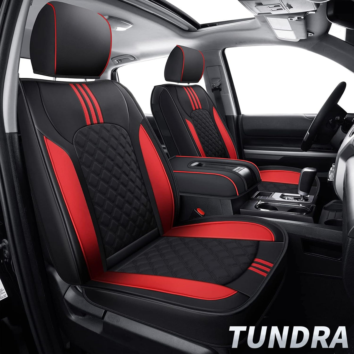 Black Faux Leather Waterproof Full Set Seat Covers with Center Console Cover N168