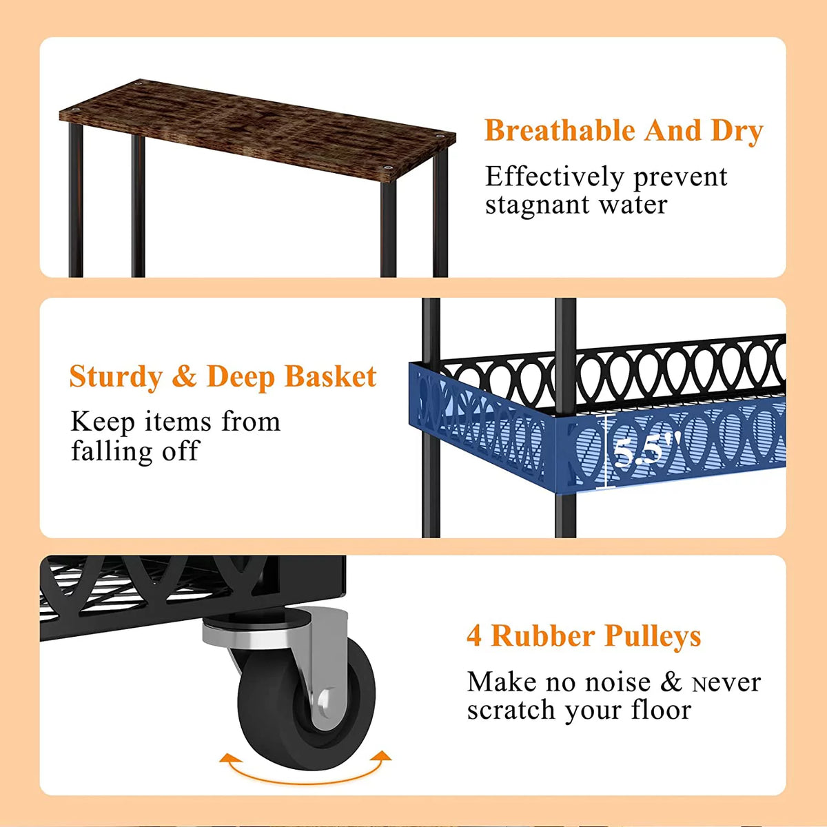 4 Tier Kitchen Baker's Rack Storage Shelf Black I705