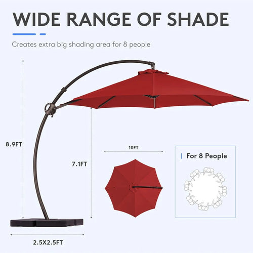 11ft Curvy Cantilever Offset Hanging Patio Umbrella with Base, Beige E7584
