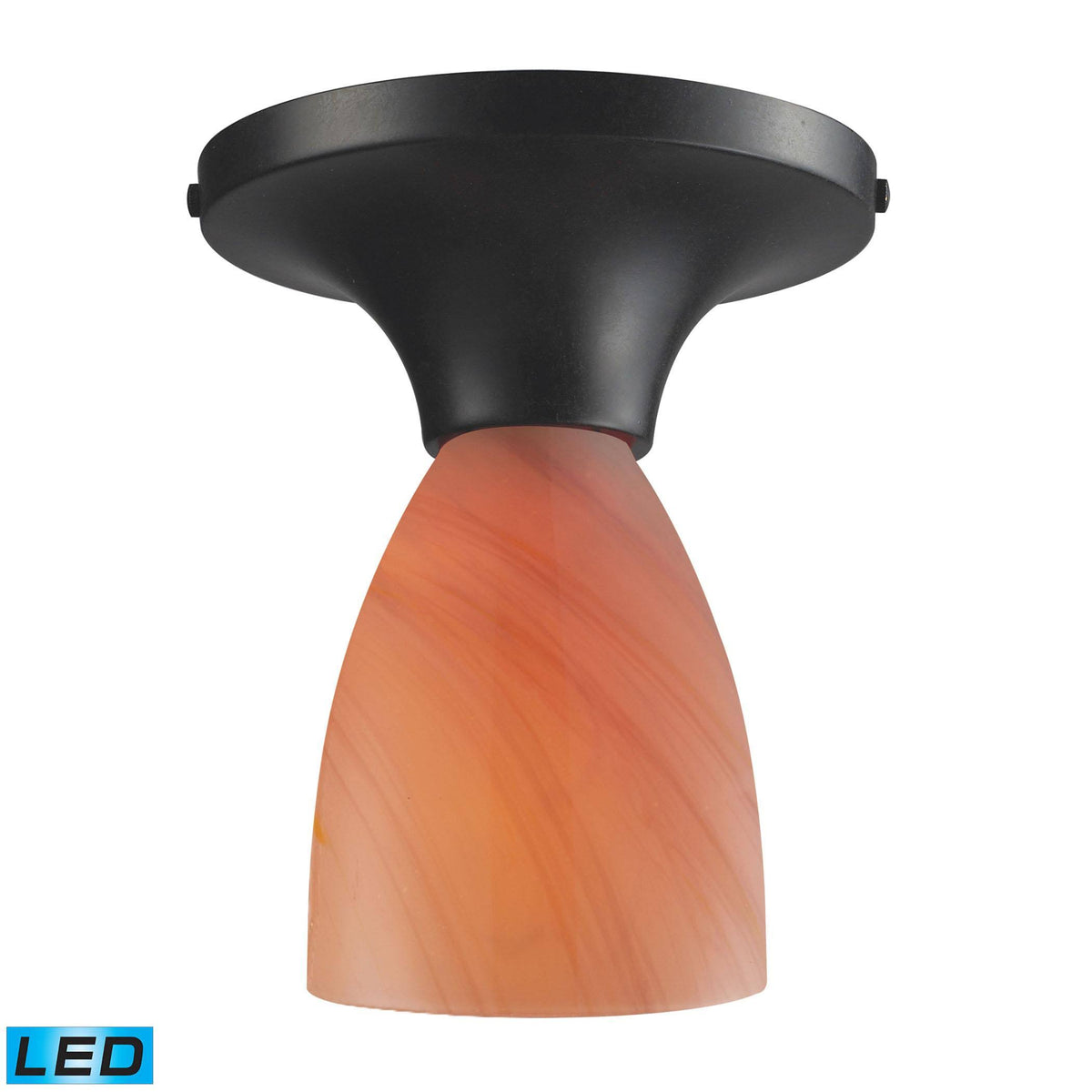 Dark Rust Semi-Flush Light with Sandy Glass E97712