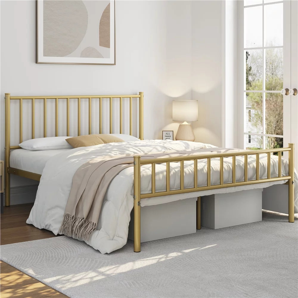 Queen Metal Bed Frame with Spindle Headboard and Footboard D708447