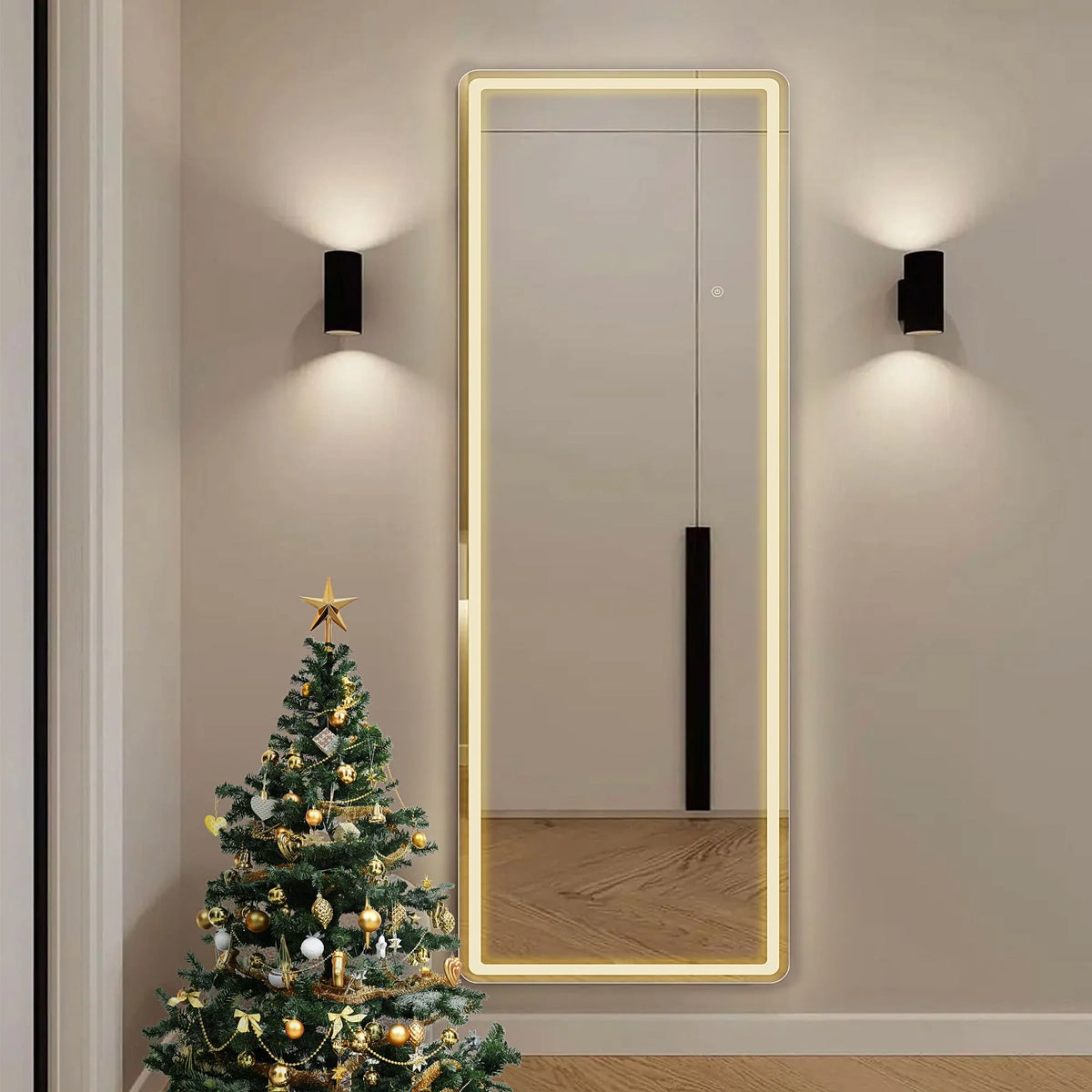 64x21 Black Full Length Mirror U999274