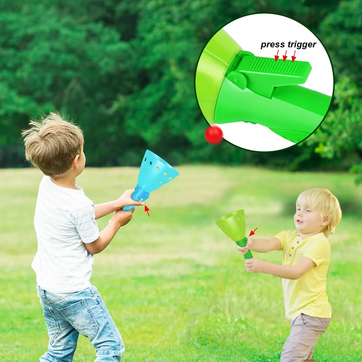Pop-Pass-Catch Ball Game with 4 Catch Launcher Baskets and 6 Balls B787