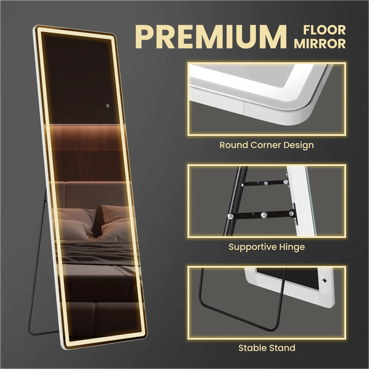 64x21 Black Full Length Mirror U999274