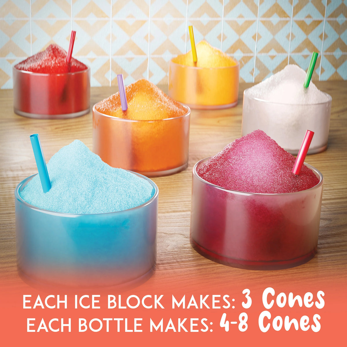 White Shaved Ice Machine Party Package with 3 Syrups and Supplies I29405