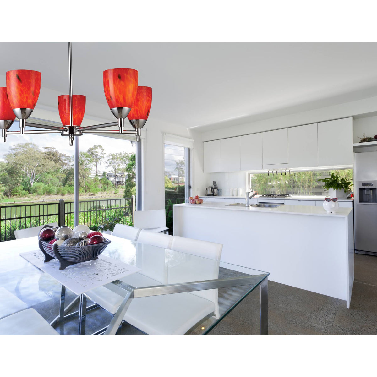 Dark Rust Semi-Flush Light with Sandy Glass E97712