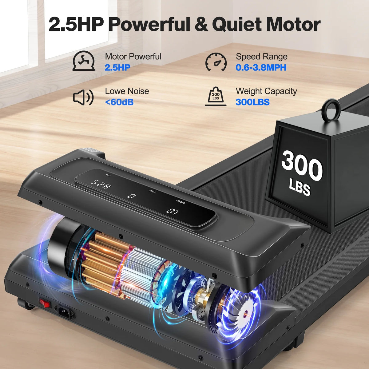 2.5HP Electric Walking Pad Treadmill with LED Display P593633
