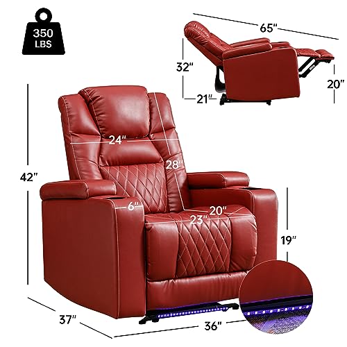 Brown PU Leather Electric Recliner Chair with LED Lights U1176