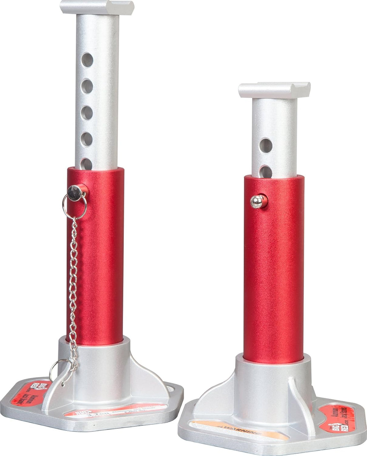 3 Ton Aluminum Jack Stands with Locking Support Pins, Red/Silver, 1 Pair V24294