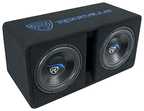 Dual 10" 2400w Car Subwoofers with Vented Sub Enclosure Box, 2 Ohm, Black I82197