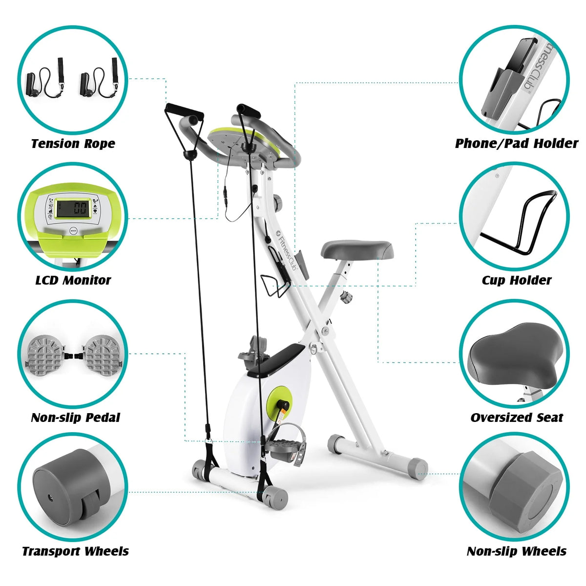 Folding Upright Magnetic Resistance Exercise Bike V3402
