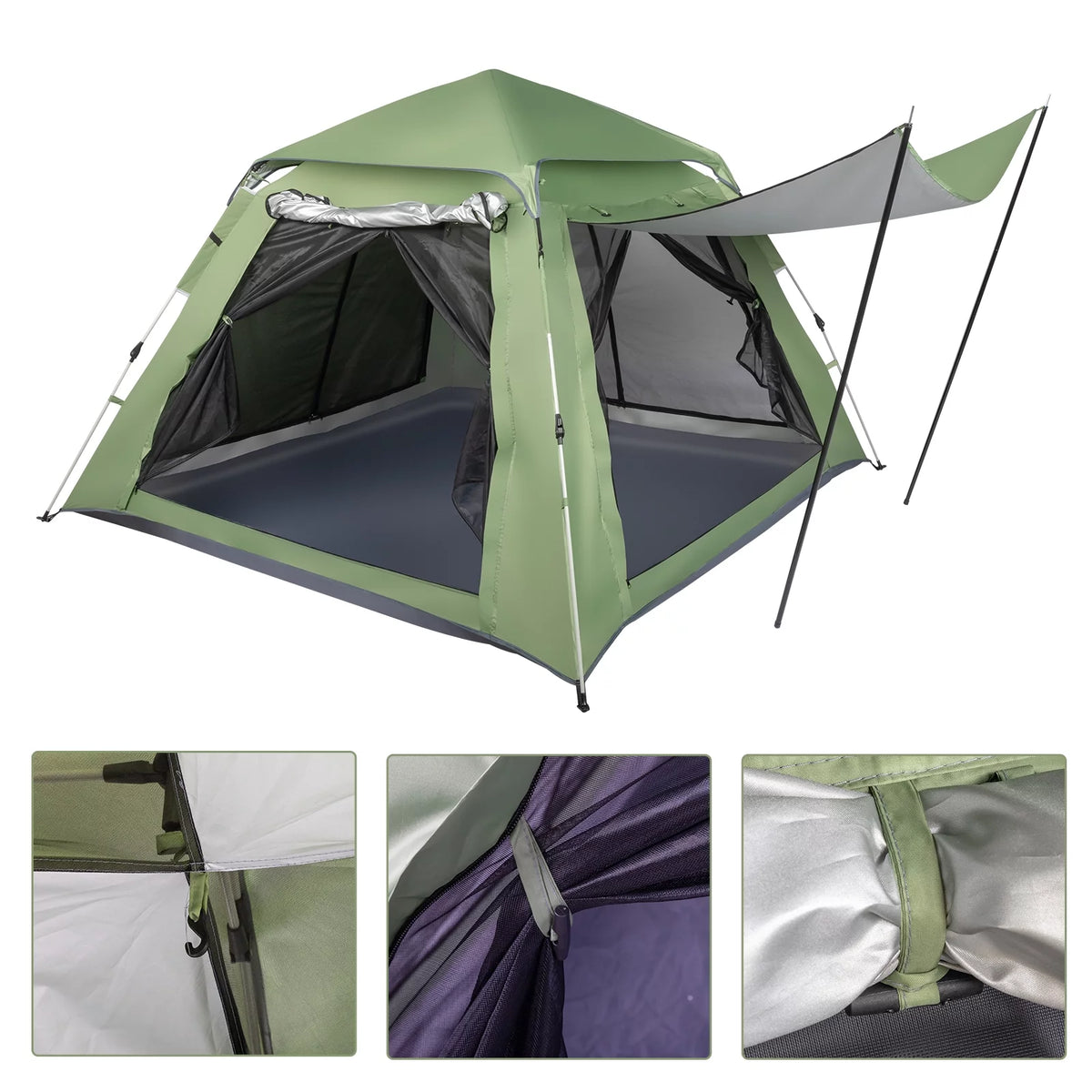 Camping Instant Tent 4 Person Waterproof Green Z36670