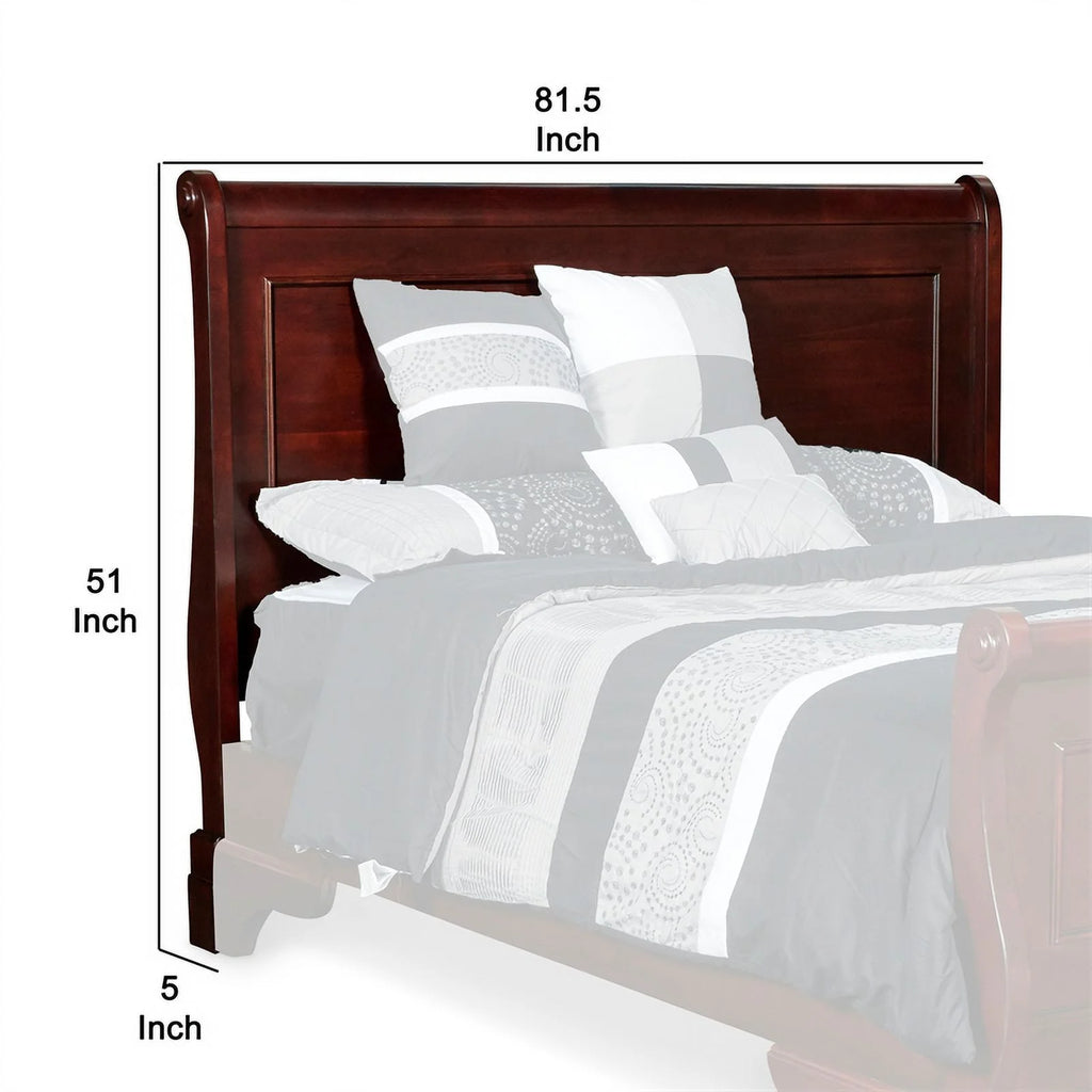 Brown Wooden Sleigh Design Panel Headboard Z881315