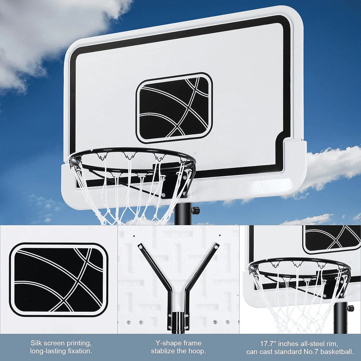 Portable Adjustable Height Basketball Hoop with Backboard H94136