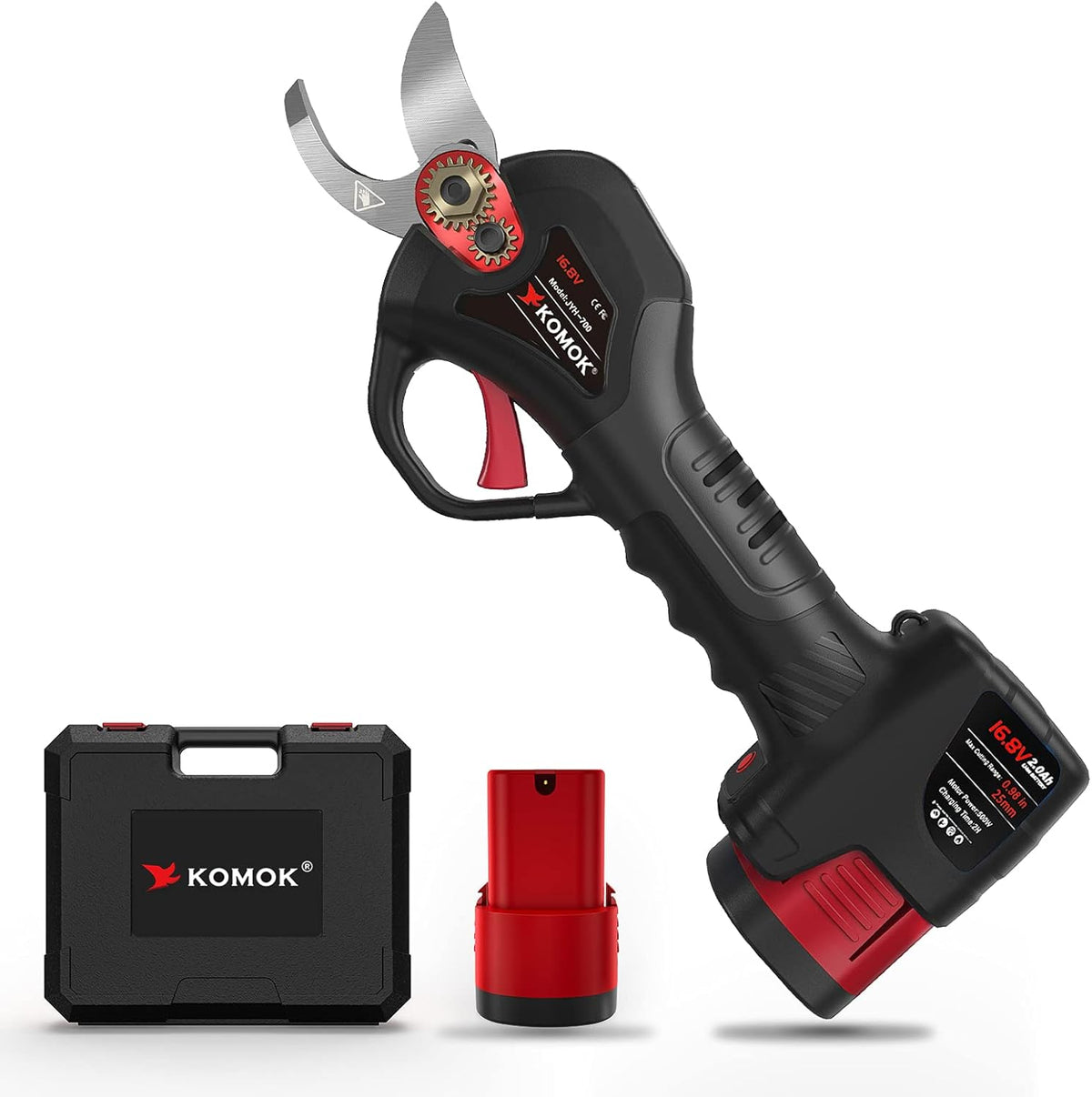 Electric Pruning Shears, Cordless Branch Cutter, 2PCS 2Ah Battery, MAX 1" Cutting Capacity R704