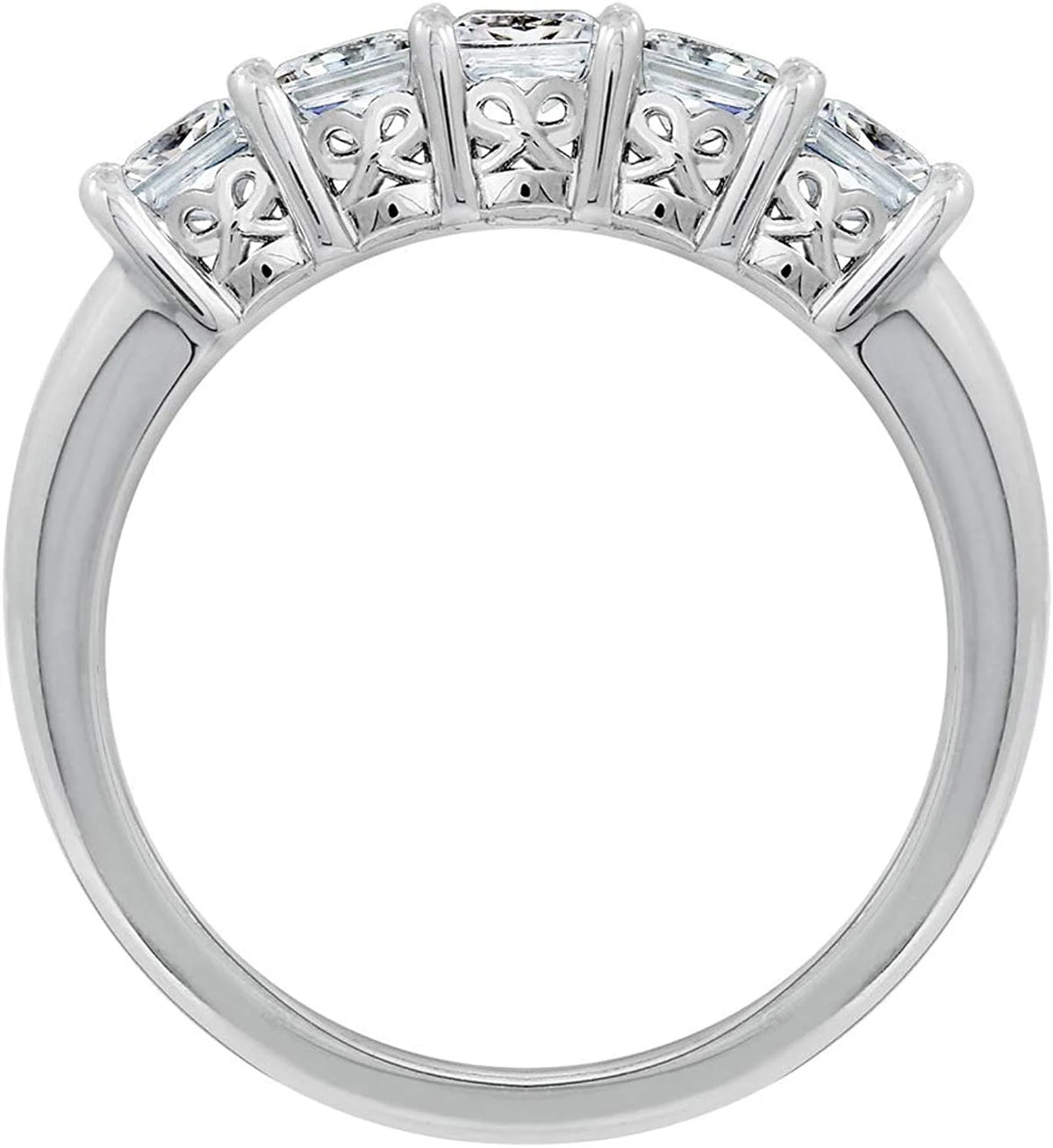 Platinum or Gold Plated Sterling Silver 5-Stone Ring I782022