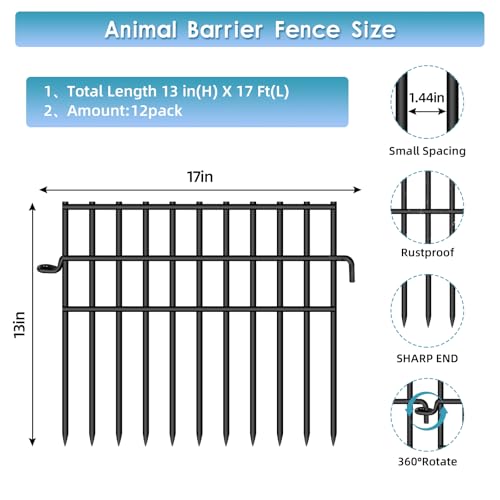 37ft x 13in Rustproof Metal Wire Garden Animal Barrier Fence, 26 Pack L58370