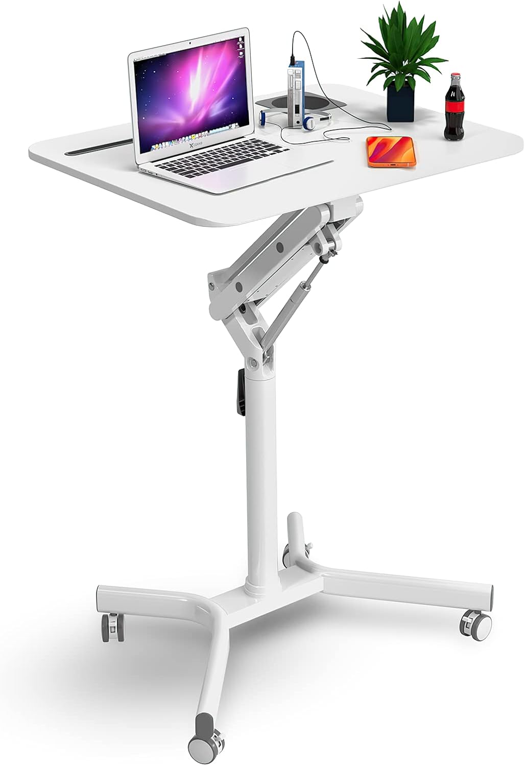 Pneumatic Height Adjustable Mobile Standing Desk T17748
