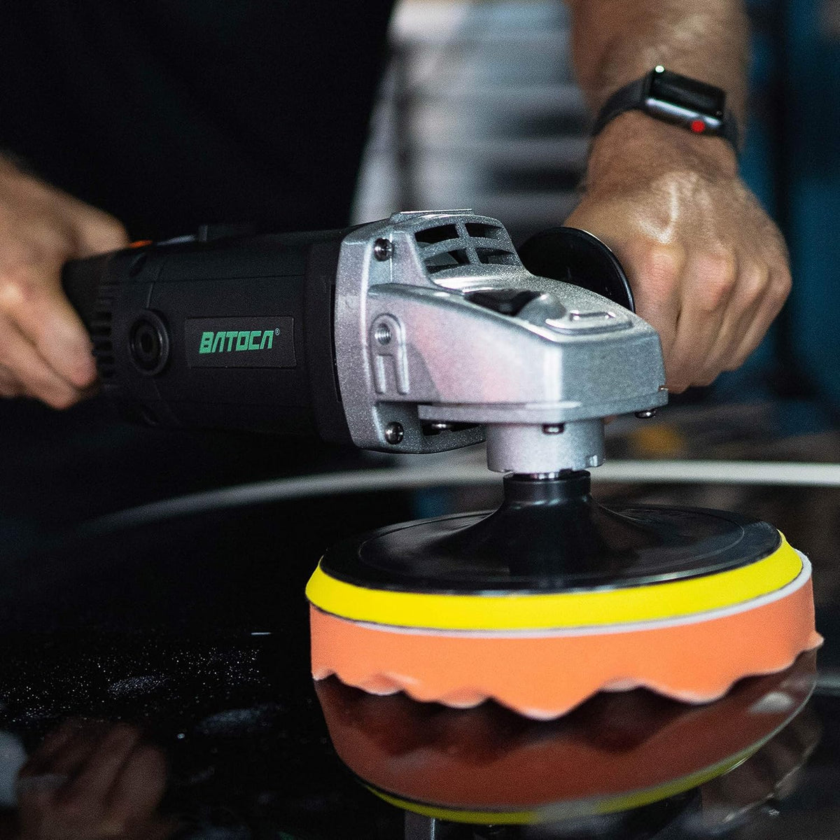 Rotary Car Polisher Wax Machine, 7 Inch 1200W, 6 Variable Speeds with Foam Pads I209