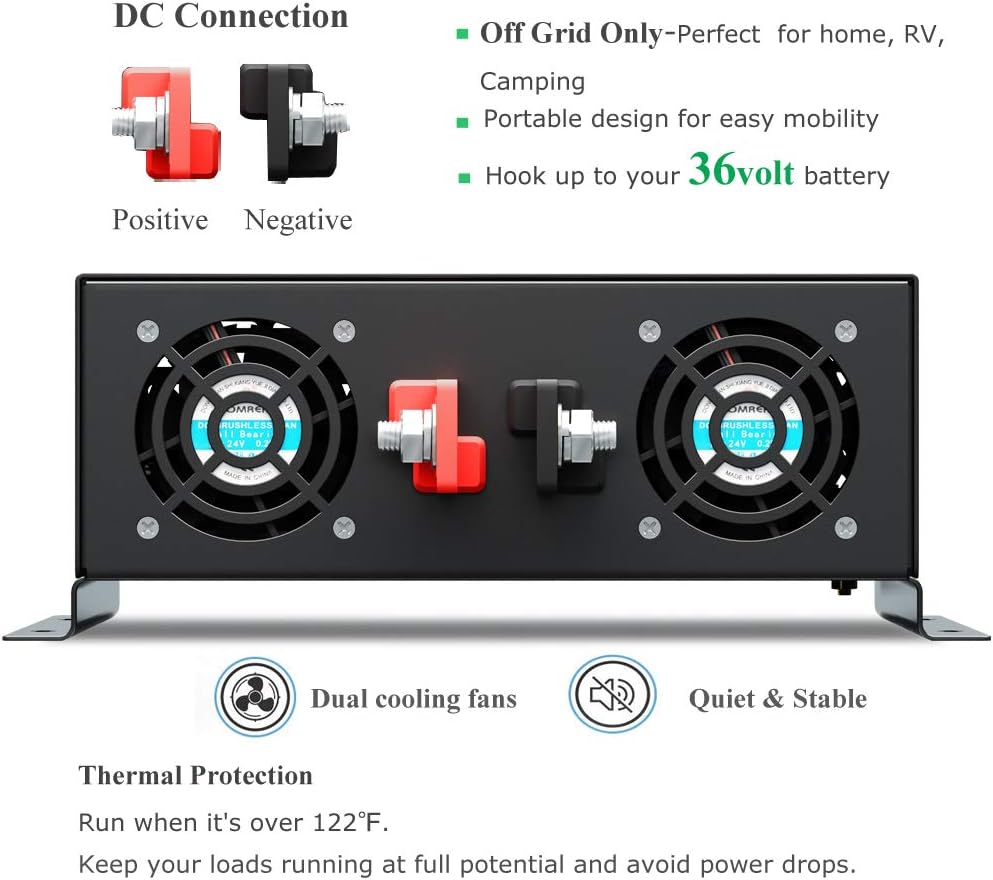 3000Watt Pure Sine Wave Power Inverter with Remote Control Dual AC Outlets F28923