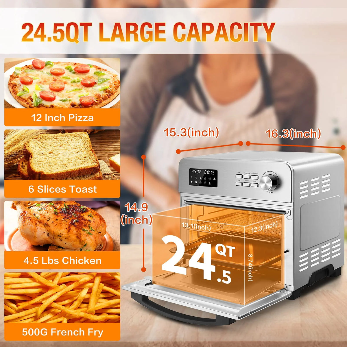 Stainless Steel 24QT 6 Slice Convection Toaster Oven Q10099