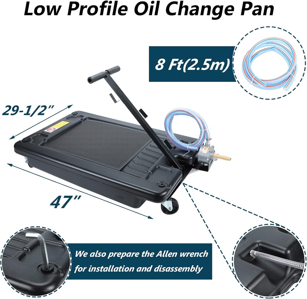 17 Gallon Low Profile Oil Drain Pan with Pump 8' Hose G911474