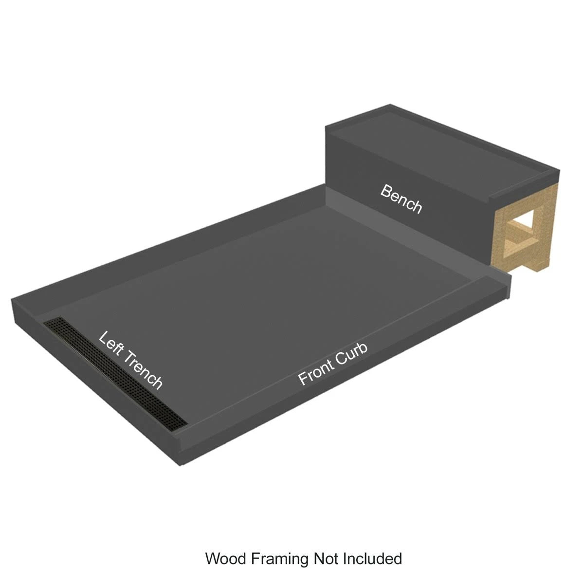 Rectangular Shower Base with Left Drain Oil Rubbed Bronze J106014