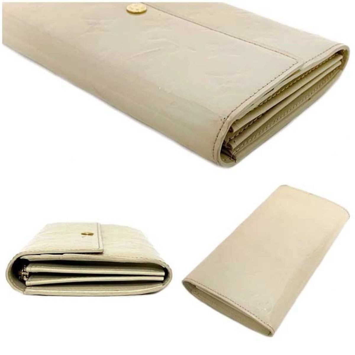 Pre-Owned Beige Monogram Verni Patent Leather Long Bi-Fold Wallet W564