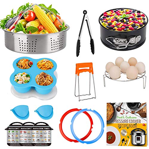 3 Qt Accessories Set for Instant Pot Including Sealing Ring Steamer Basket Springform Pan Egg Rack Trivet A89215