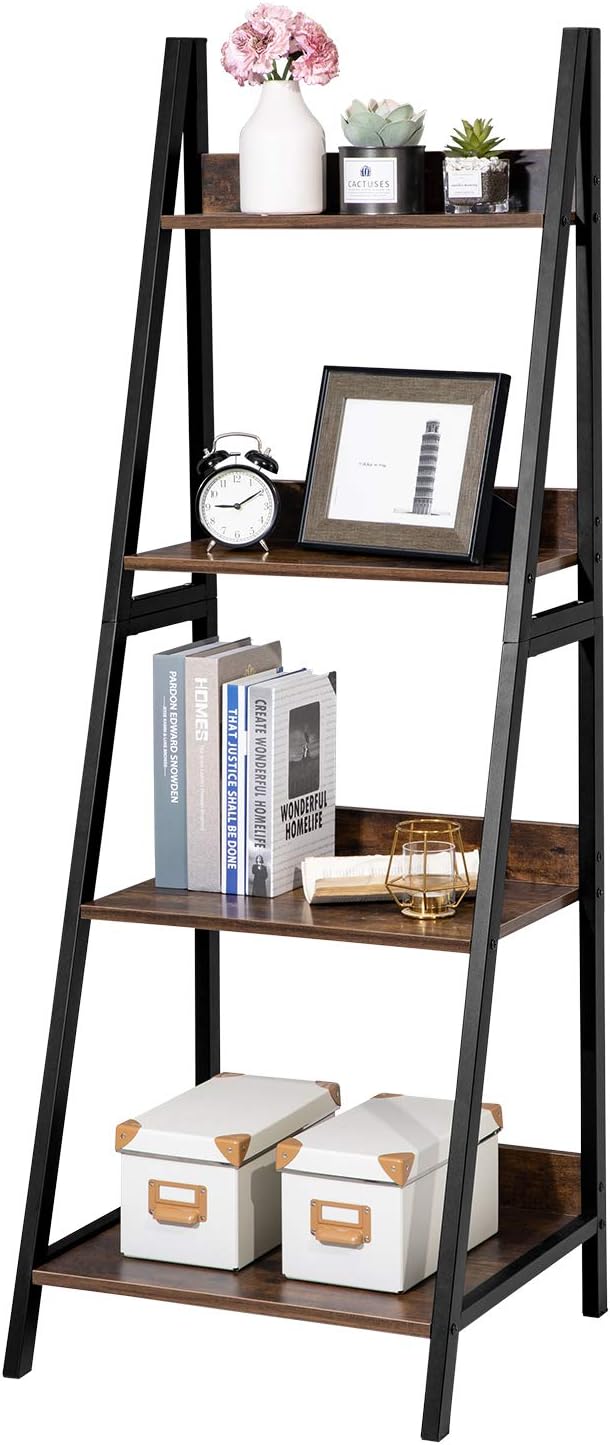 Espresso 4 Tier Ladder Shelf Bookcase F36070