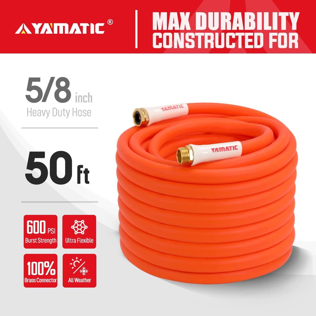 Kink Resistant Garden Hose 5/8 in x 50 ft, Heavy Duty, Pack of 2 F76871