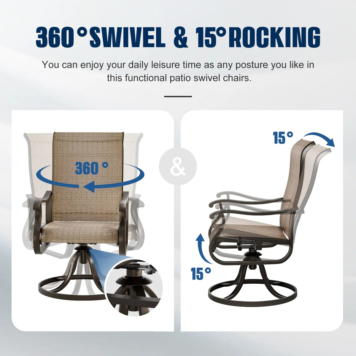 High Back Swivel Outdoor Dining Chairs Set of 2 I72392