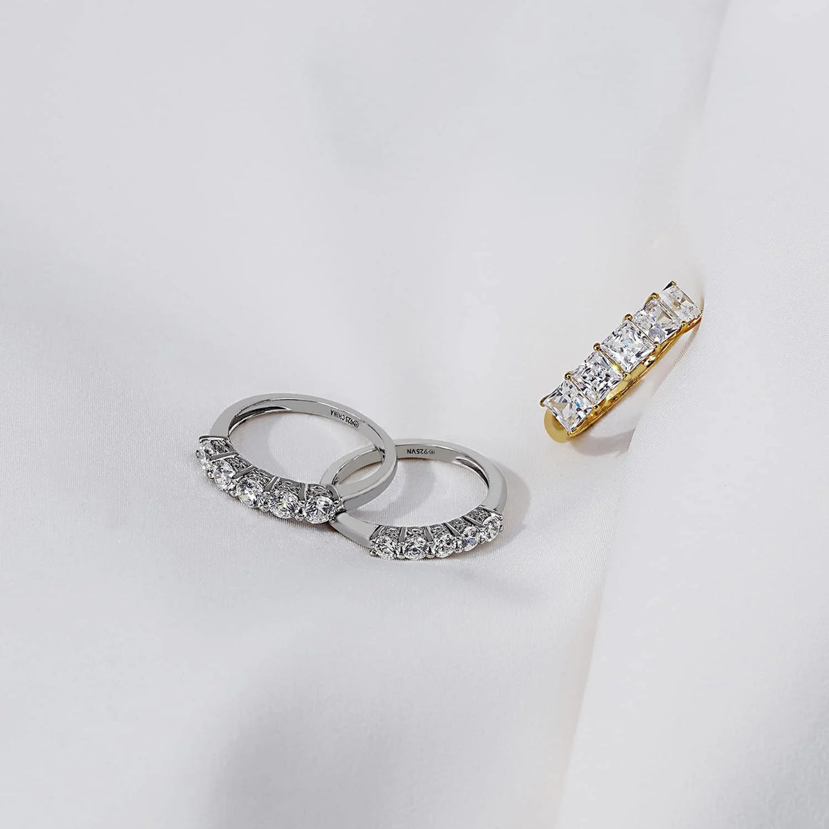 Platinum or Gold Plated Sterling Silver 5-Stone Ring I782022