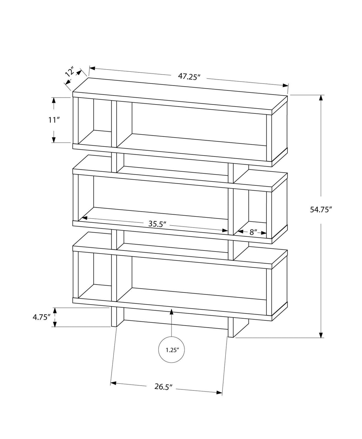 Grey White Particle Board Bookcase I874